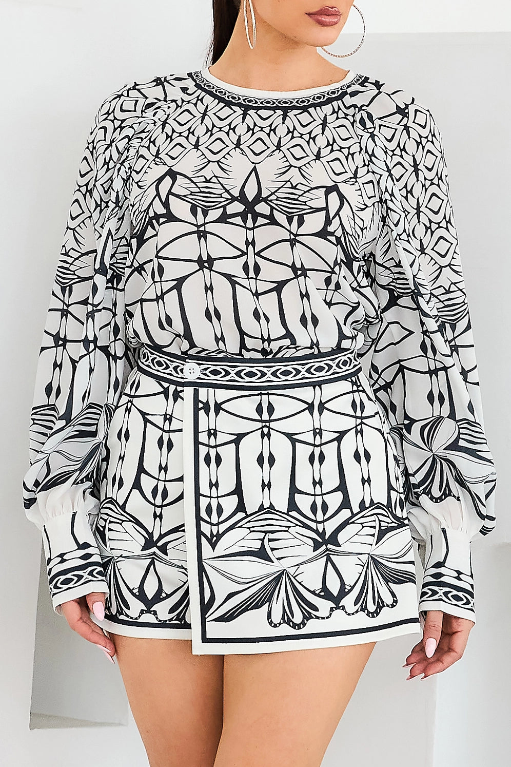 Printed Corset Top & Skort Pants Set